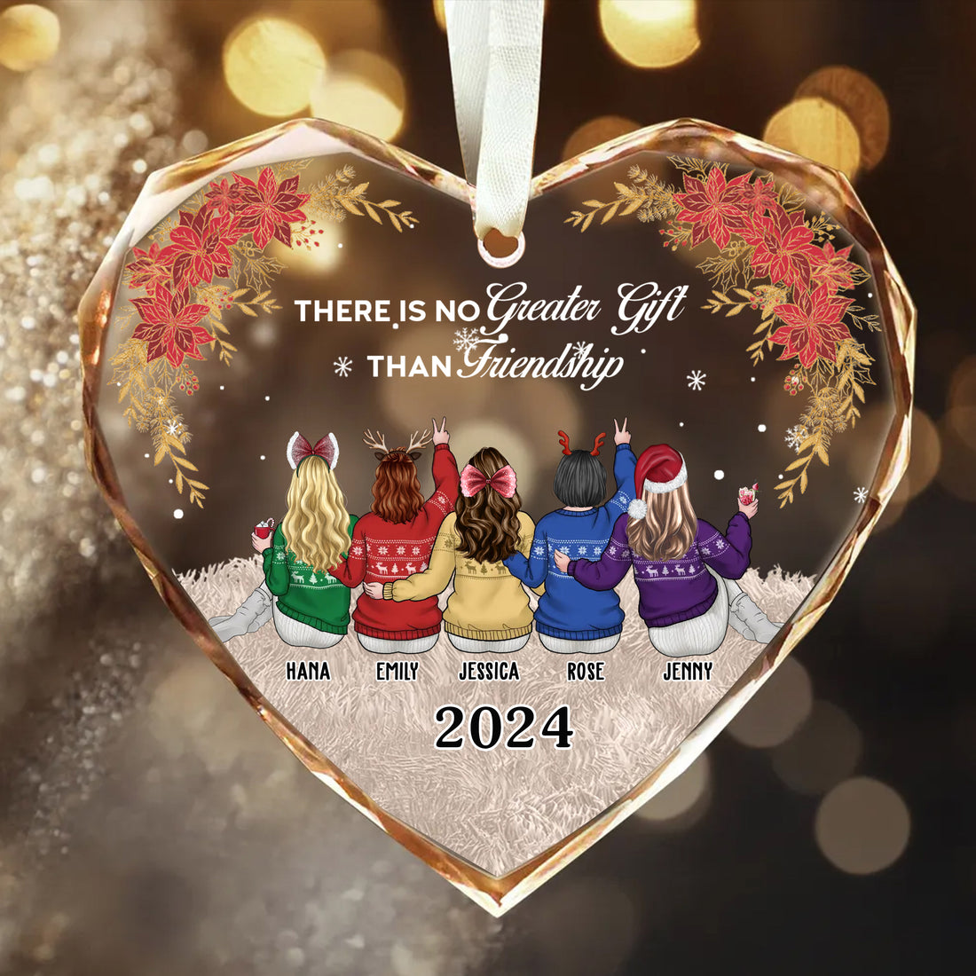 Personalized Ornament There Is No Greater Gift Than Friendship Heart Ornament Holiday Decorations - LuthCreative