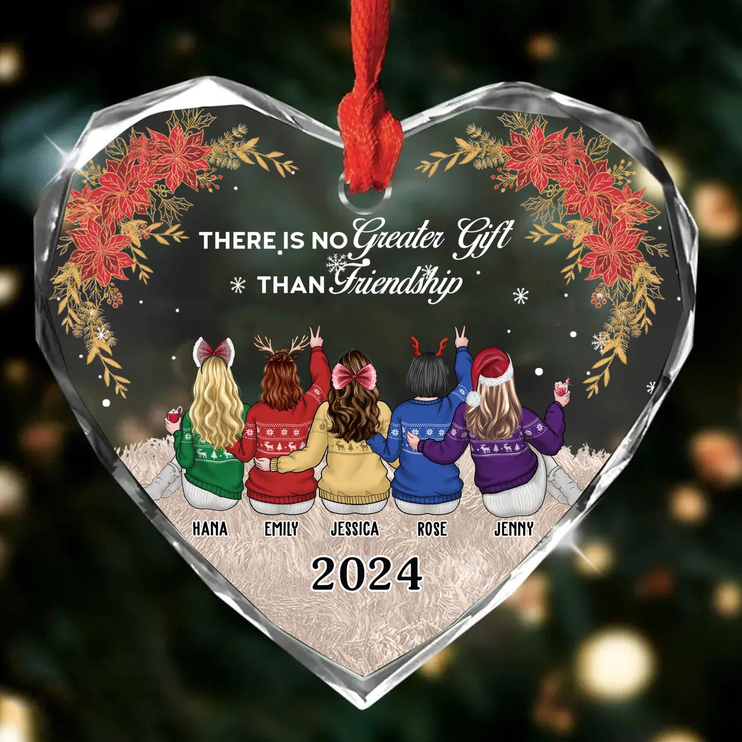 Personalized Ornament There Is No Greater Gift Than Friendship Heart Ornament Holiday Decorations - LuthCreative