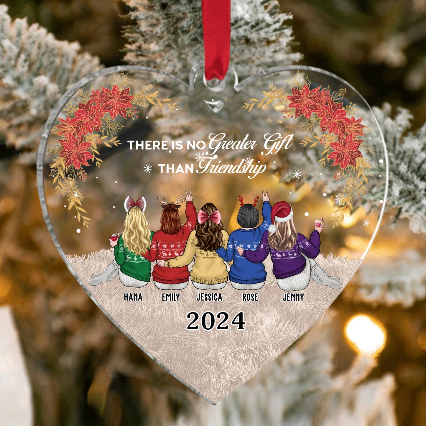 Personalized Ornament There Is No Greater Gift Than Friendship Heart Ornament Holiday Decorations - LuthCreative