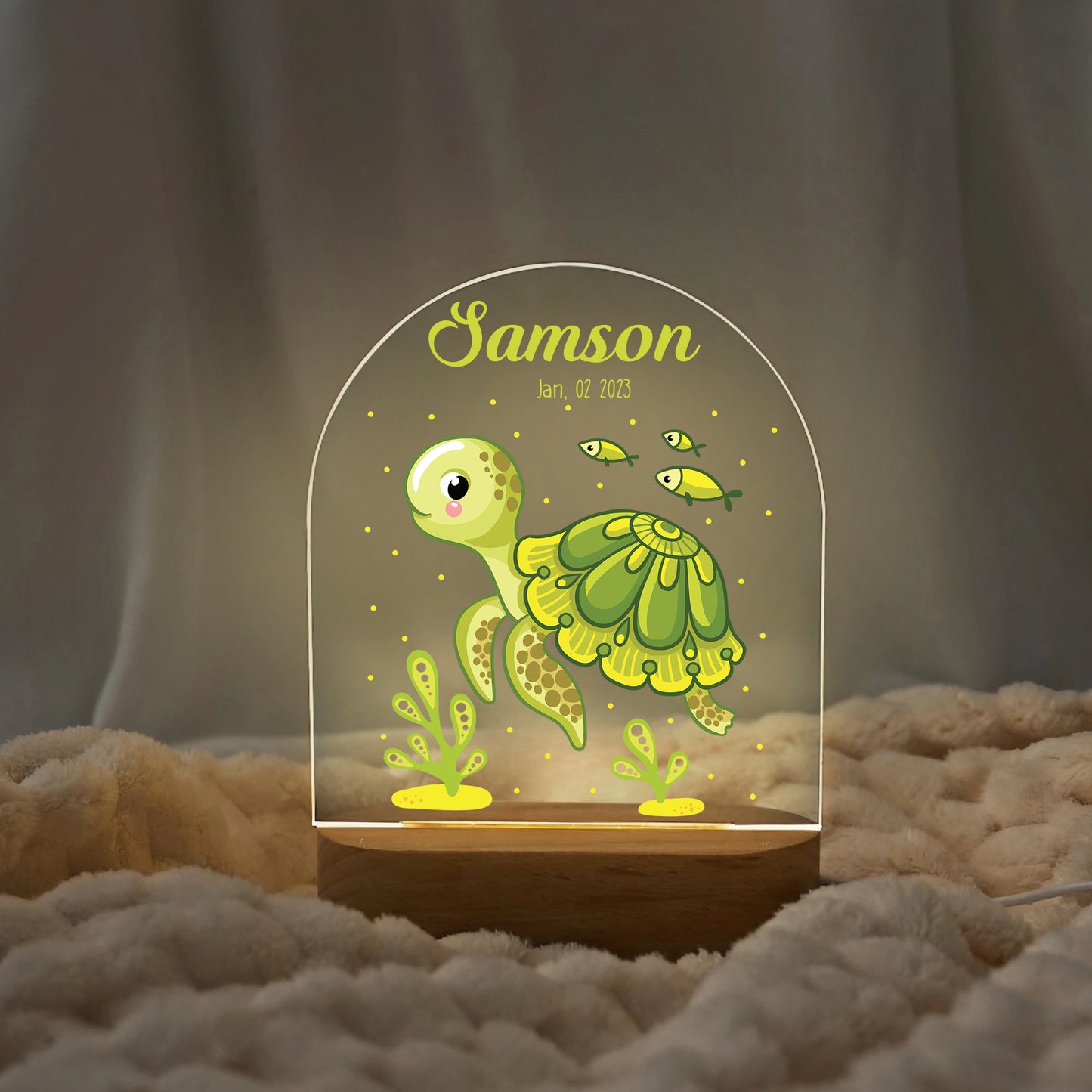 "Custom Name with Sea Turtle Adventure" LED Night Light | Ocean Kids Gift - LuthCreative