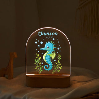 "Custom Name with Magical Seahorse" LED Night Light | Ocean-Themed Birthday & Valentine Gift - LuthCreative