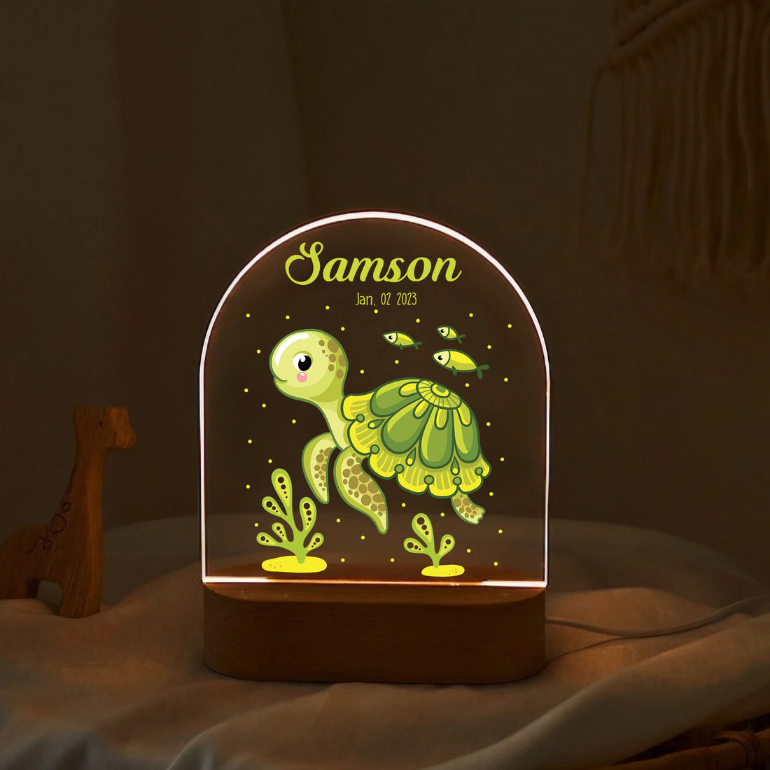 "Custom Name with Sea Turtle Adventure" LED Night Light | Ocean Kids Gift - LuthCreative