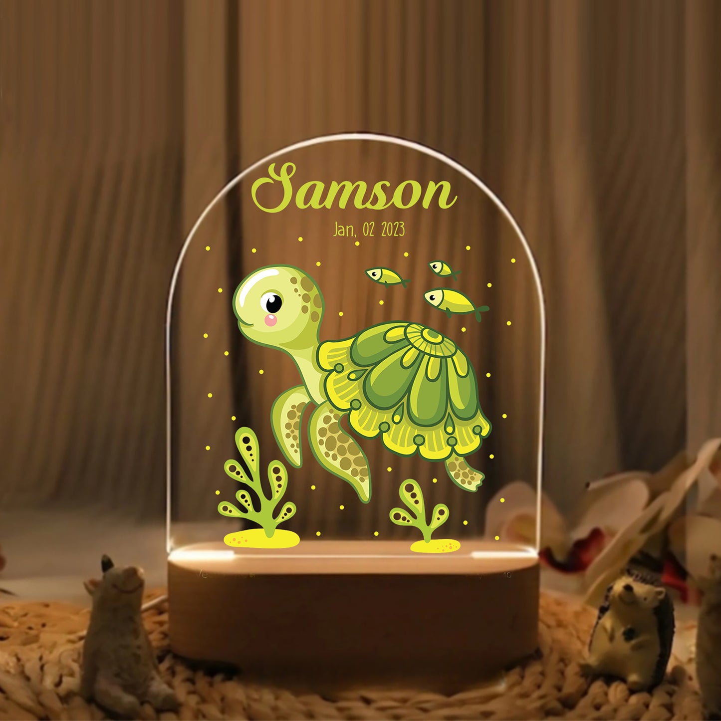 "Custom Name with Sea Turtle Adventure" LED Night Light | Ocean Kids Gift - LuthCreative