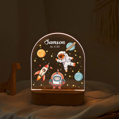 "Custom Name with Space Explorer" LED Night Light | Perfect Kids Birthday Gift - LuthCreative