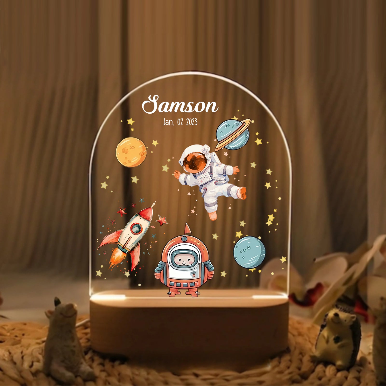 "Custom Name with Space Explorer" LED Night Light | Perfect Kids Birthday Gift - LuthCreative