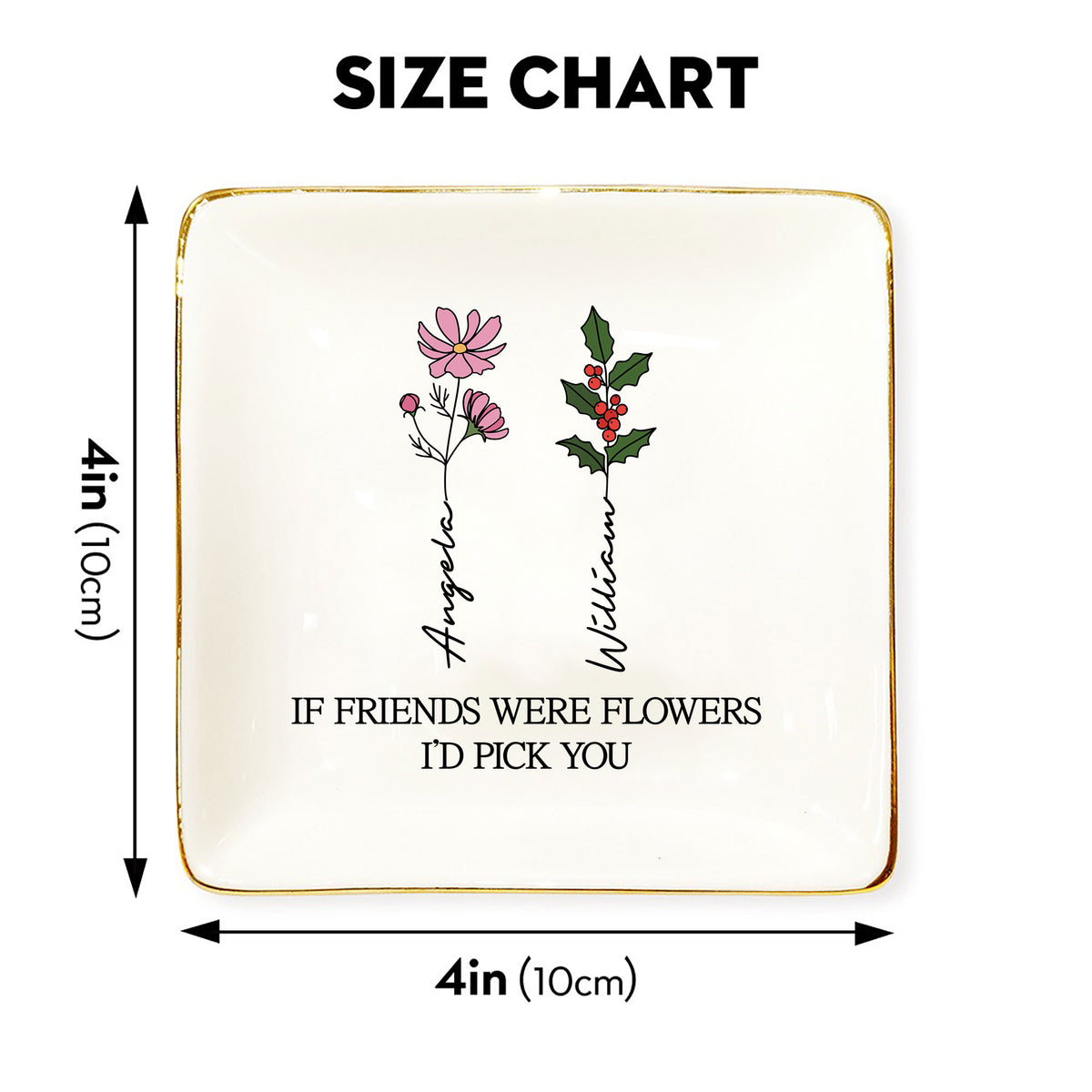 Personalized Ring Dish If Friends Were Flowers I'd Pick You  Customized Ceramic Jewelry Dish, Gift For Friends - LuthCreative