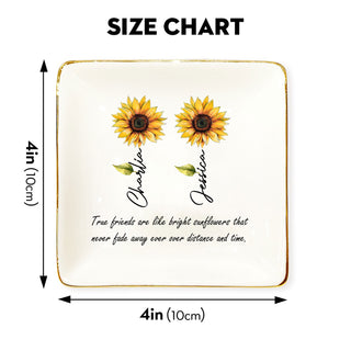 True Friends Are Like Bright Sunflower Ring Dish-Gift For Best Friend-Bestie Gift-Custom Jewelry Tray-Ring Holder