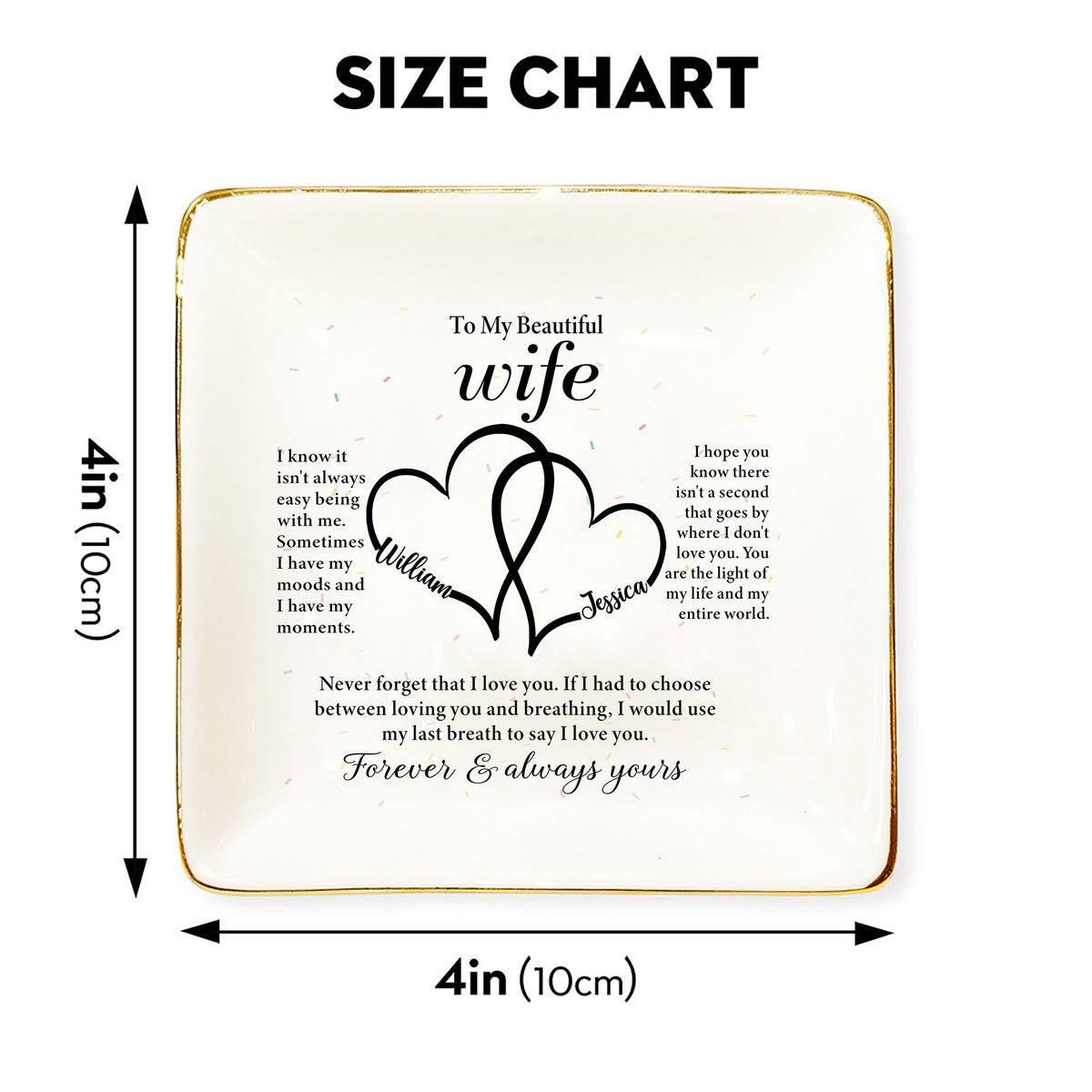 Personalized Ring Dish 'To My Beautiful Wife' - Custom Jewelry Holder - Romantic Wedding Day Gift for Bride - LuthCreative
