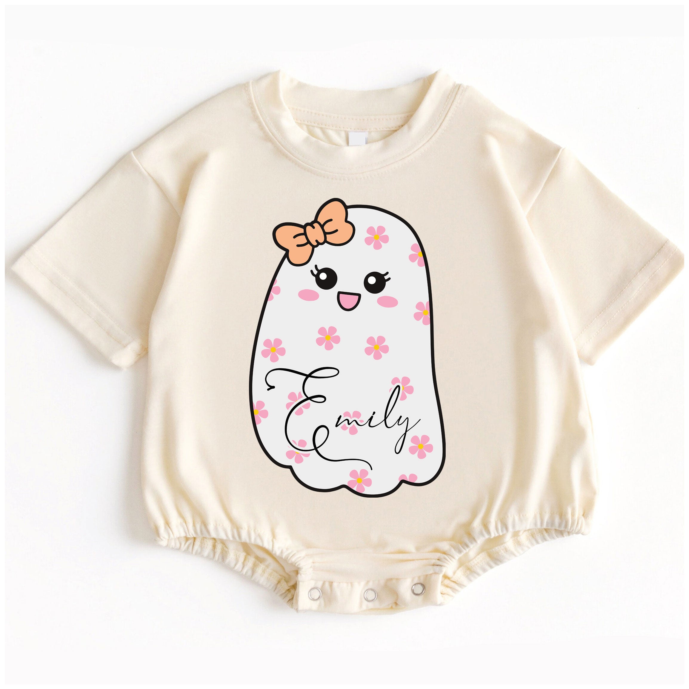 Baby Romper Long Sleeve Customize Little Boo Personalized Custom Babysuit - Gift For Baby